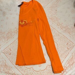 Orange Long Sleeve Harley Davidson Top